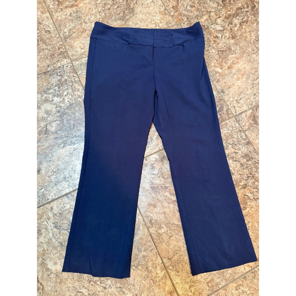 Davina Womens Navy Blue Bootcut Dress Pants Size 12 Short Stretch Work Trousers